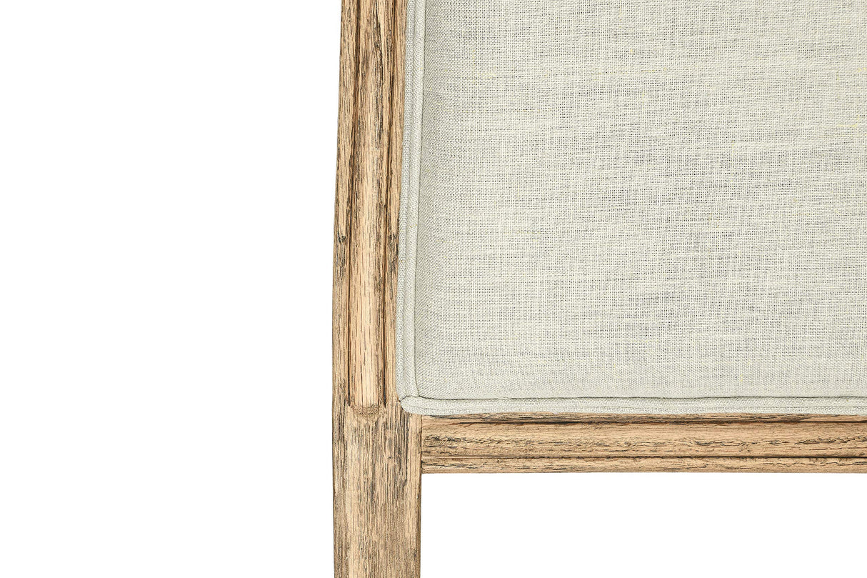 Creative Co-Op, Natural, Queen Modern Farmhouse Solid Oak Wood Headboard with Linen Upholstery, Beige Creative Co-Op