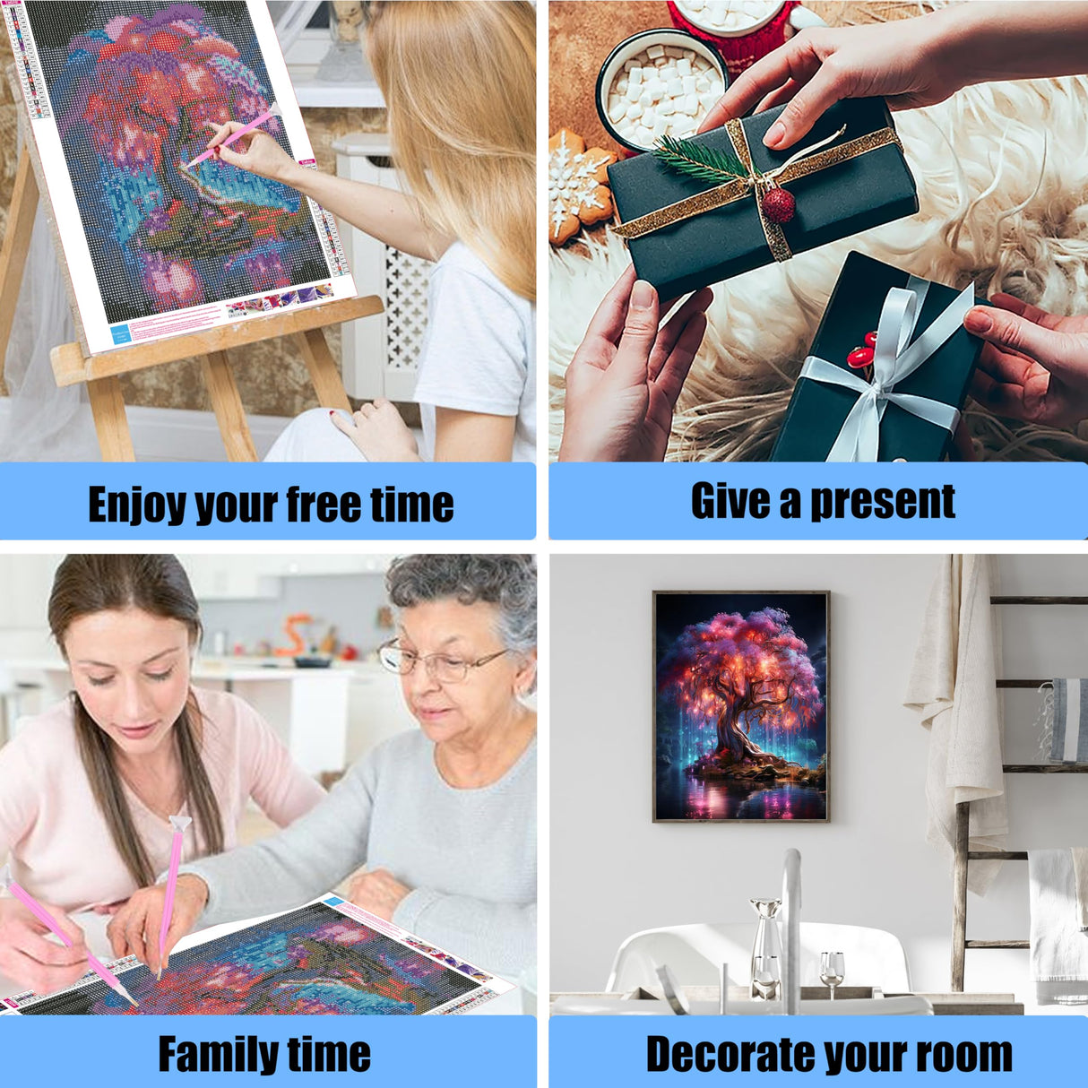 Hutarosl Tree of Life 5D Diamond Painting for Adults- Tree Diamond Art Kits Adults, Gem Painting Crafts Gifts and Home Decor 12x16inch Hutarosl