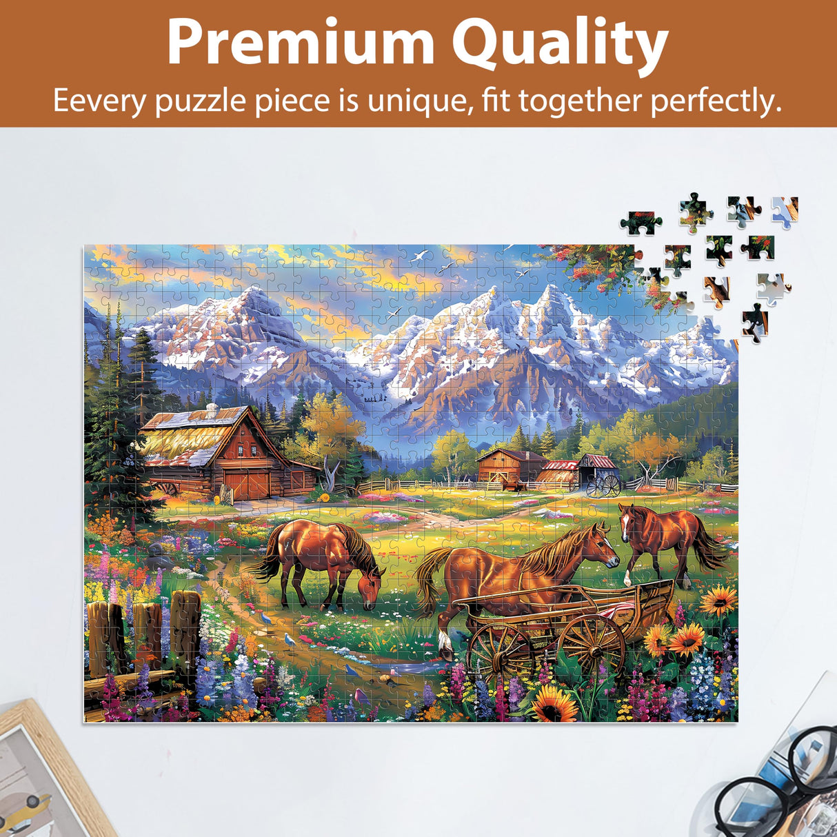 500 Piece Puzzles for Adults, Jigsaw Puzzles 500 Pieces, Flowers Mountain Puzzles 500 Pieces for Adults, Horse Jigsaw Puzzles, Funny Challenging Puzzles, Great Gift for Family Friends, 21 x 15 in Jeacirio