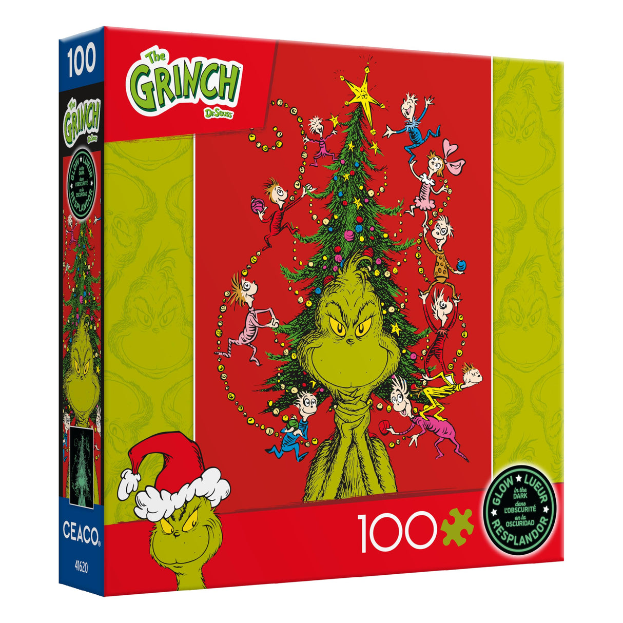 Ceaco - Dr. Seuss - The Grinch - Glow in The Dark - 100 Piece Jigsaw Puzzle Ceaco