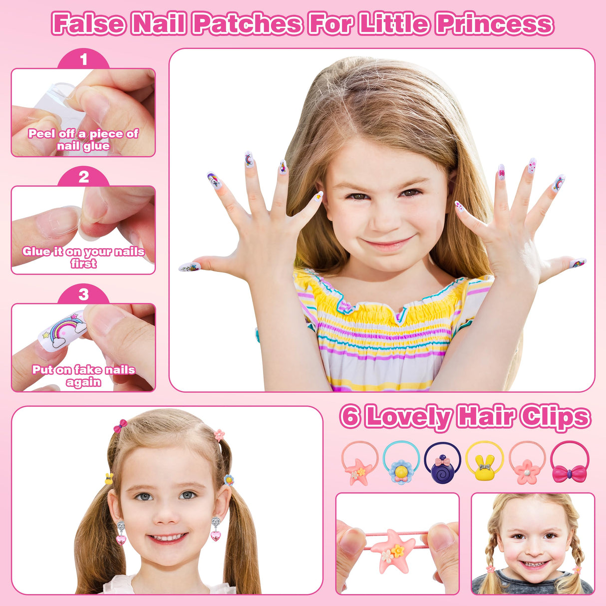 99 Pcs Kids Makeup Kit for Girls, Princess Toys Real Washable Cosmetics Set with Mirror, Hair Ties, Nails, Rings, Earrings, Necklace, Perfect for 3 4 5 6 7 8 Year Old Girls Birthday Kuovei