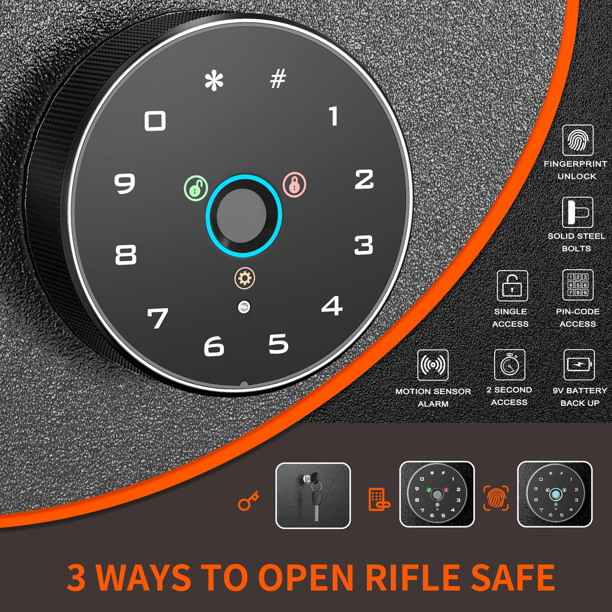 INTERGREAT 12-14 Rifle Gun Safe for Home Rifle and Pistols, Gun Safes for Rifle and Shotguns, Fingerprint Gun Cabinet with 3 Adjustable Shelves, Flag Design, Quick Access, Pockets INTERGREAT