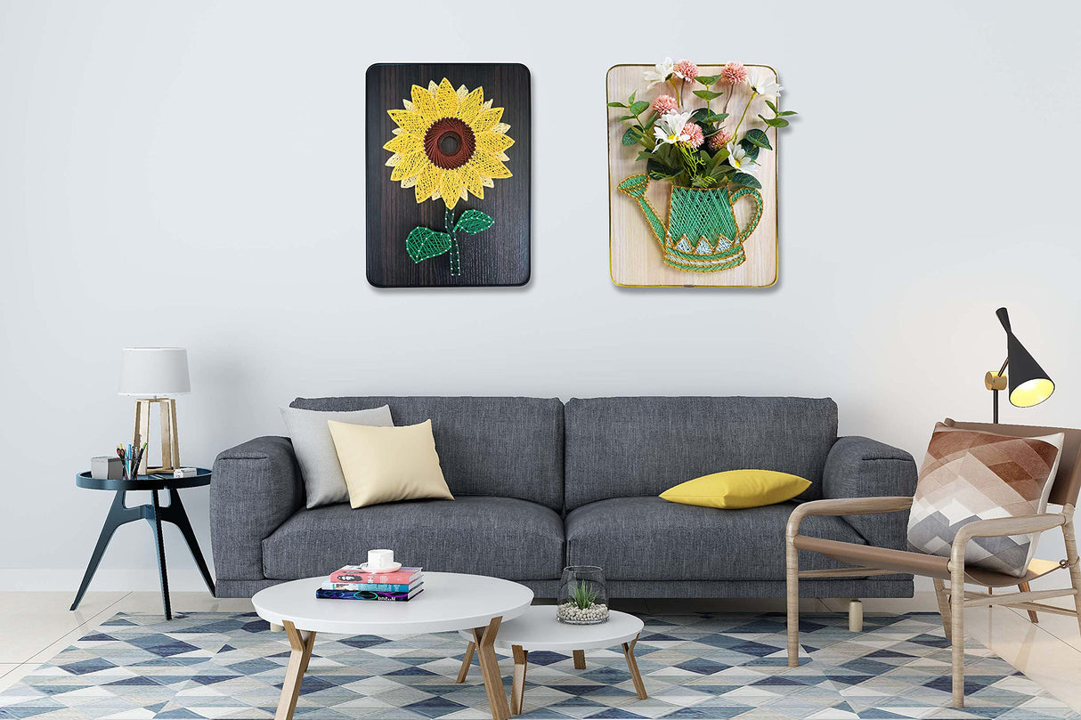DIY String Art Kit for Adults,Beginner,Teens,Kids.Include All Necessary Accessories and Frame, Adults Crafts Kit, Home Wall Decorations Unique Gift(Sunflower 9.8 X 13.4 inch) KRSHEMDE