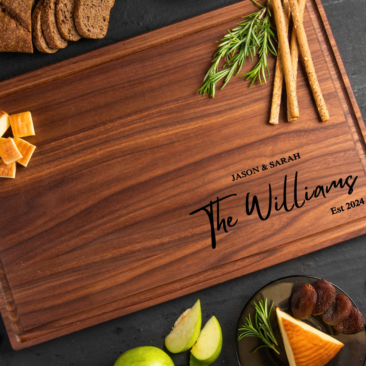 Personalized Cutting Board - Perfect Bridal Shower, Wedding, Housewarming Gift for New Home - Custom Walnut Wood Board for Kitchen - USA Made - Best Anniversary, Birthday, Christmas Present for Friend Pera Leather