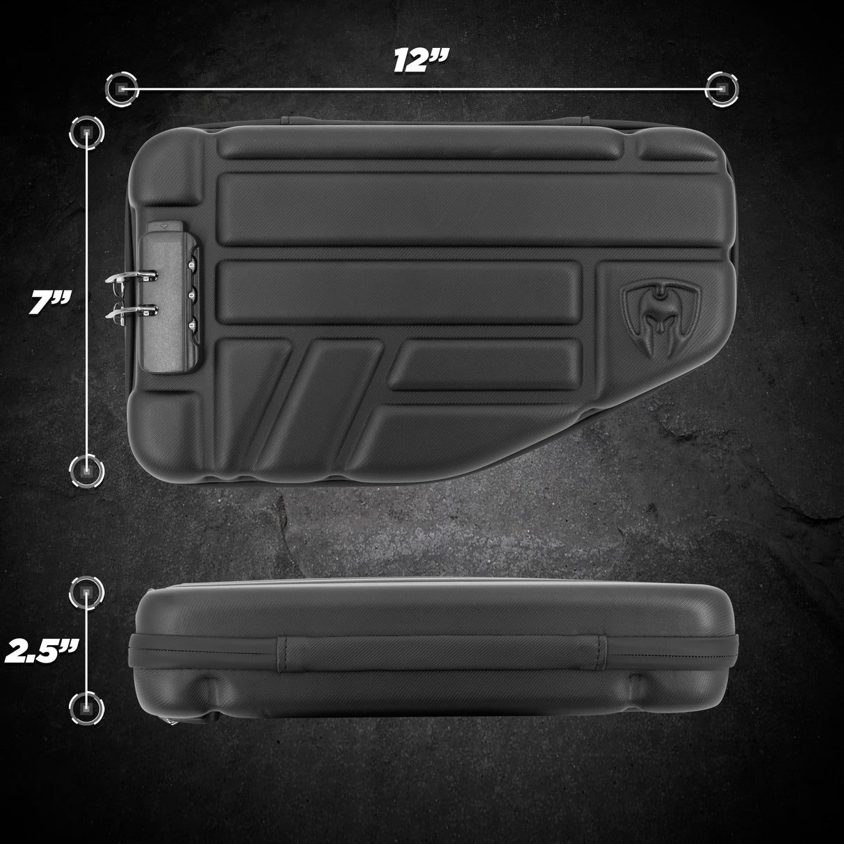 CASEMATIX Locking Pistol Case Fits Small to Large 9mm Pistols with Room For Extra Clips and Attachments- Portable EVA Gun Rug Handgun Case with Snap In Zippers, Water Resistant, Shoulder Strap CASEMATIX