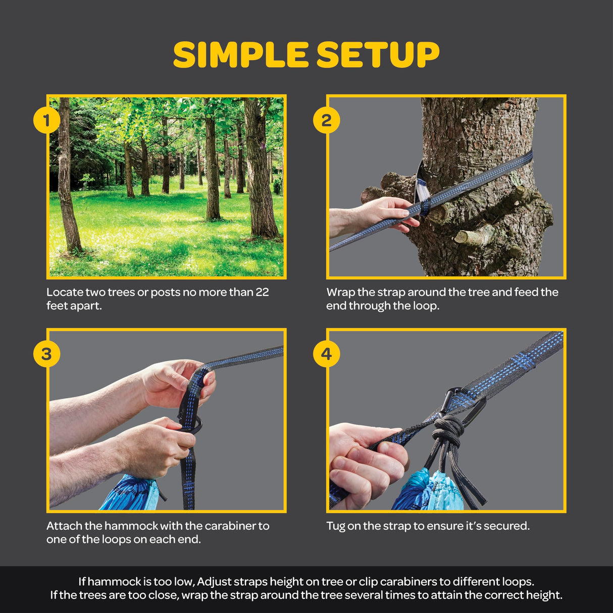 Durable Hammock 400 lb Capacity, Nylon Camping Hammock Chair - Double or Single Sizes w/Tree Straps and Attached Carry Bag - Portable for Travel/Backpacking/Beach/Backyard (Medium, Blue & Light Blue) SEWANTA