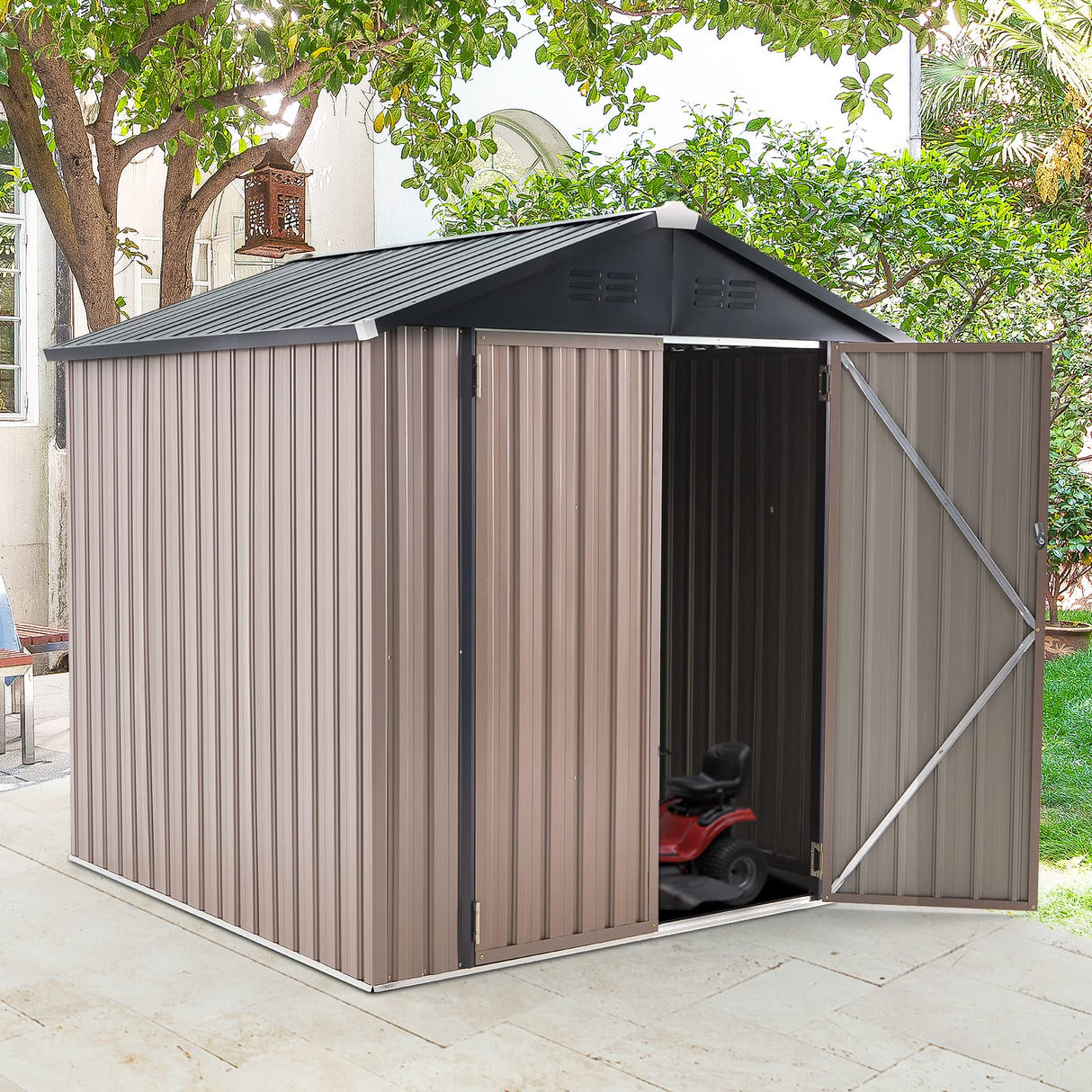 U-MAX 6x6 Storage Sheds & Outdoor Storage, Small Outdoor Storage Garden Outside Shed kit, Galvanized Metal Utility Shed for Backyard, Patio and Lawn U-MAX