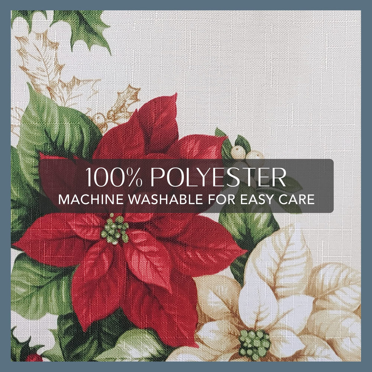 Elrene Home Fashions Red and White Poinsettia Holiday Fabric Placemats, Christmas Mats for Table Decor, 13 Inches x 19 Inches, Set of 4 Elrene
