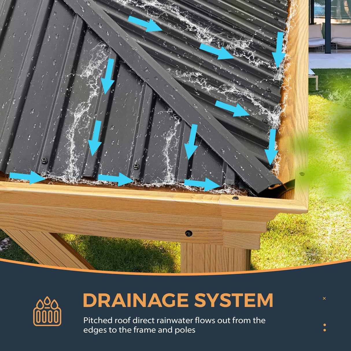 HAPPATIO 12' x 20' Hardtop Gazebo, Outdoor Wood Grain Frame Aluminum Gazebo with Galvanized Steel Double Roof, Patio Metal Gazebo Canopy with Netting and Curtains for Patio, Deck, Backyard (Beige) HAPPATIO