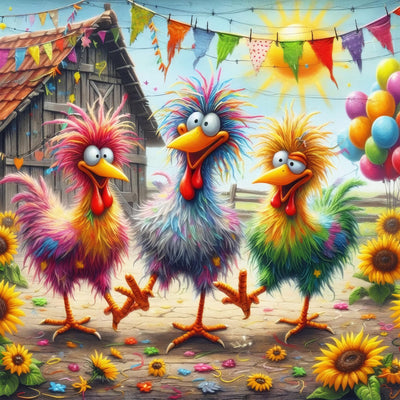 Zythron Chicken Diamond Art Kits for Adults,Three Chickens Diamond Painting, 5D Full Drill Cartoon Diamond Art Gem Art Kit for Adults Wall Home Decor Arts Craft 12x12 inch