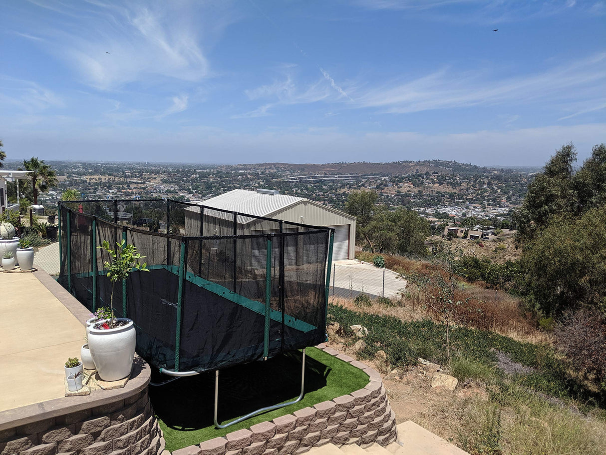 Happy Trampoline Pro Rectangle Trampoline 10x20 with Net Enclosure for Backyard Heavy Duty 750lbs Jumping Capacity - Commercial Grade Outdoor Galactic Xtreme