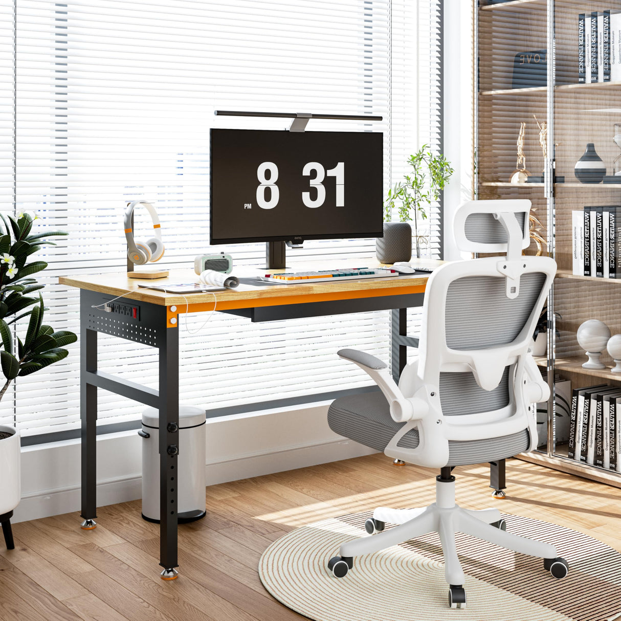 Betterhood 60" Adjustable Height Workbench, 2000 LBS Heavy Duty Work Table with Power Outlets & Pegboard, Rubber Wood Workstation for Garage, Workshop, Office, Home, Commercial Betterhood