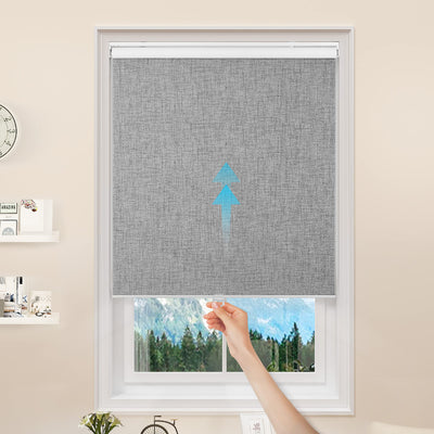 GENIMO 100% Blackout Blinds for Indoor Windows, Window Blinds Cordless with Thermal Insulated, UV Protection Fabric, Mini Door Blinds for Home, Office, Bedroom, Easy to Install, Grey, 27" W X 75" H
