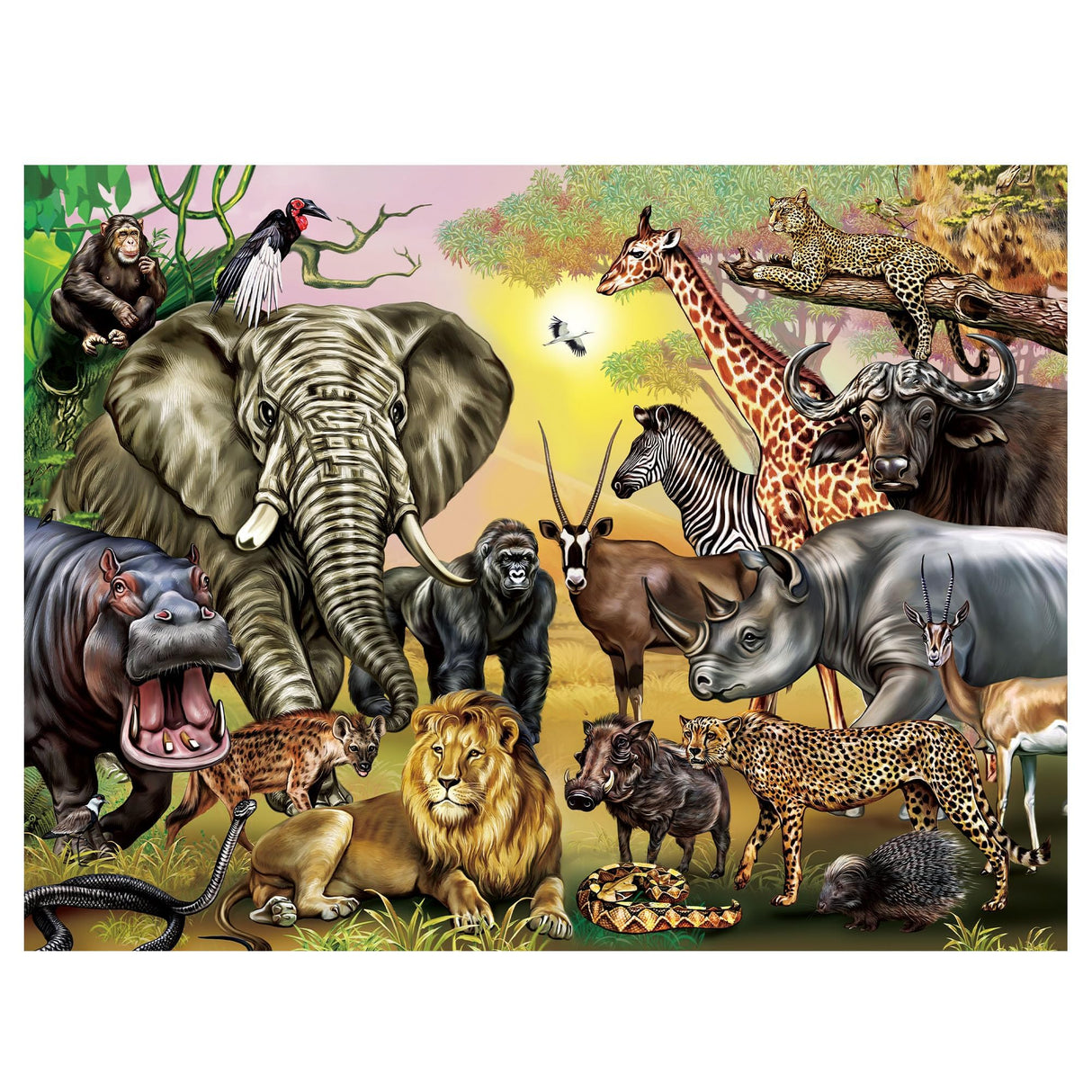 BenBen Puzzles for Kids Ages 4-6, Double Sided 100 Piece Puzzles for Kids, Wild Animals, Learning Educational Jigsaw Puzzles Toys for Boys Girls (15.75” x 11.75”) BenBen
