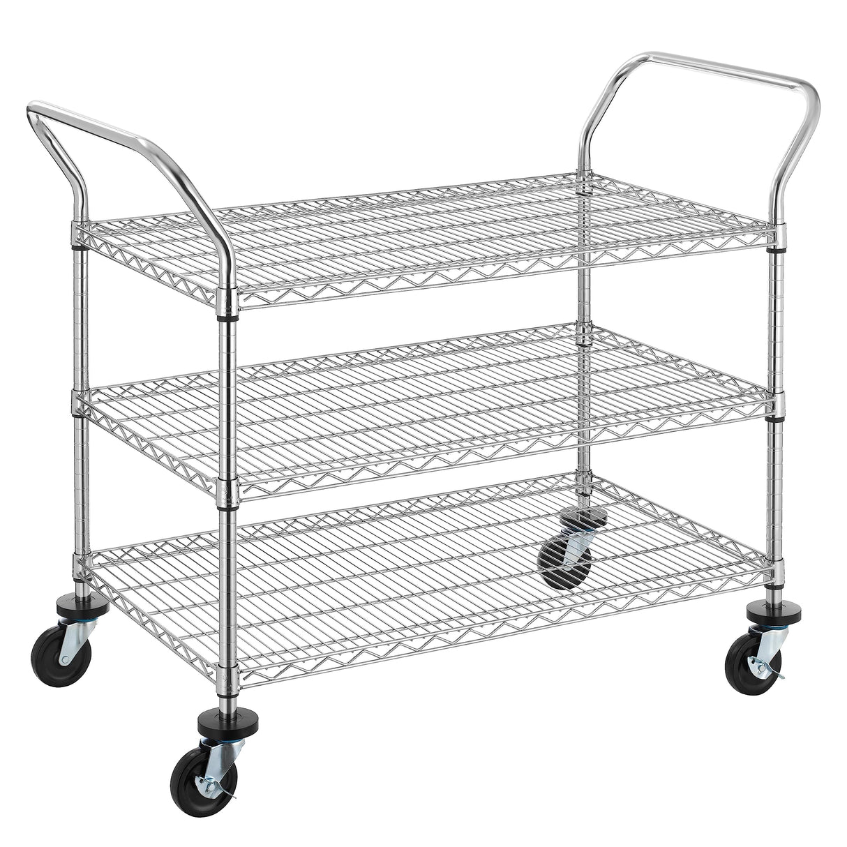Finnhomy 3-Tier Commercial Grade Rolling Cart, Heavy Duty Utility Cart, Carts with Wheels and Handles, Kitchen Cart on Wheels, Metal Serving Cart with 600 lbs Capacity, Shelf Size 24" D x 40" W, NSF Finnhomy