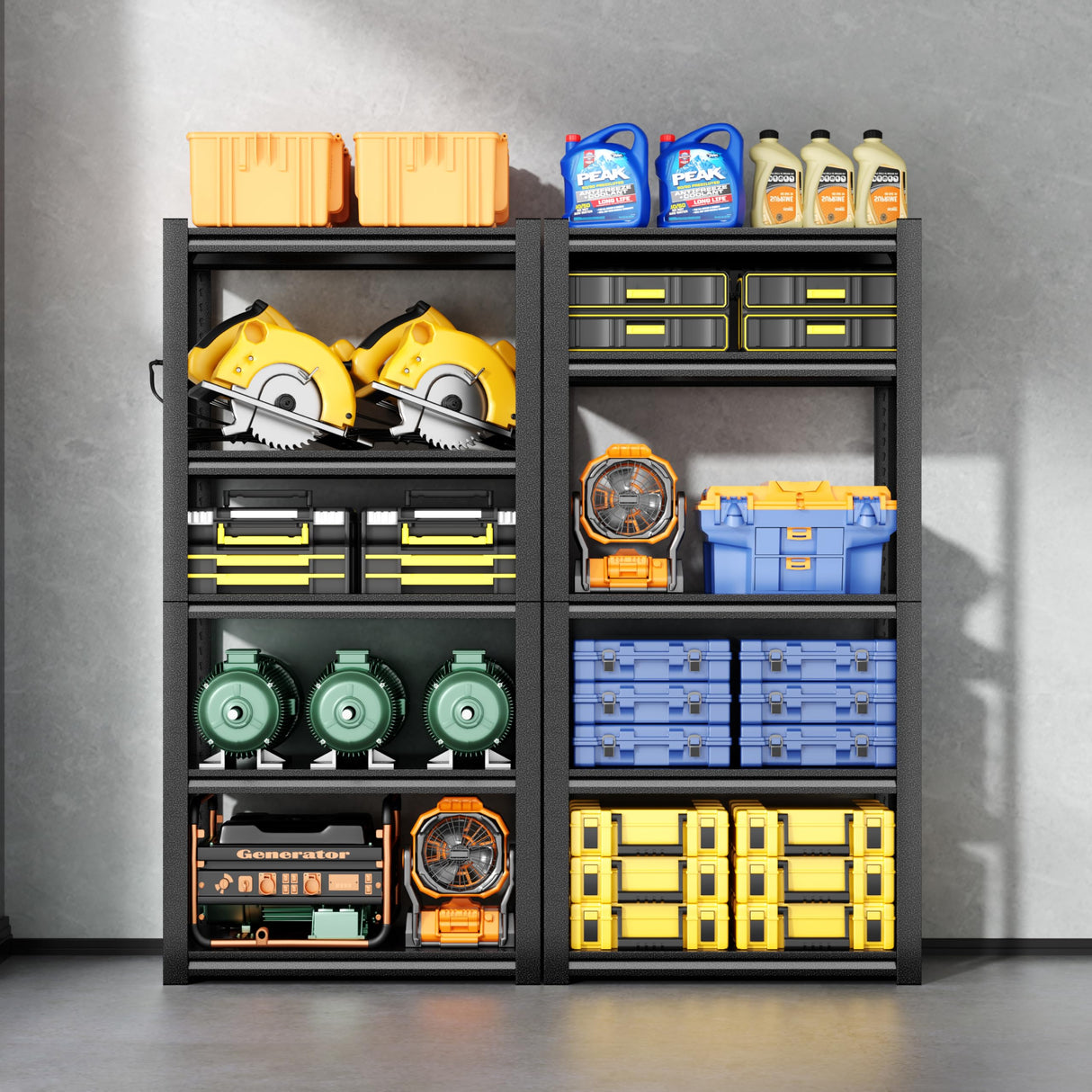 Welfiya 24" W Garage Shelving,5-Tier Heavy Duty Shelving Unit,3000LBS Adjustable Metal Storage Shelves,Storage Rack Units for Industrie,Shed,Warehouse,Basement,Black,24" W x 16" D x 63" H Welfiya