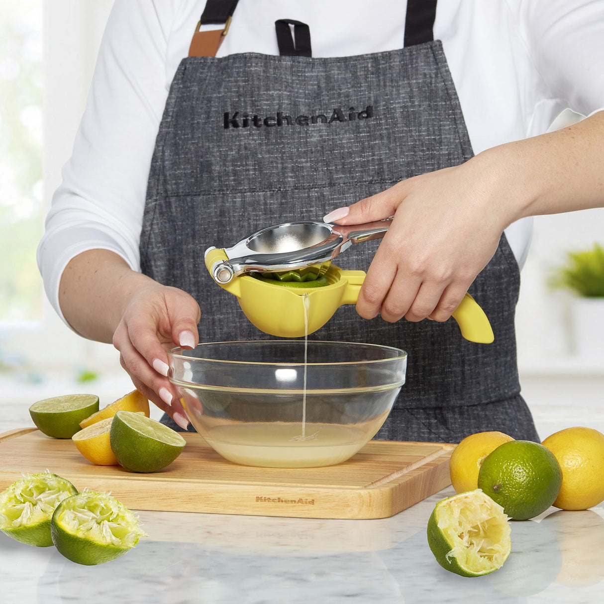 KitchenAid Citrus Juice Press Squeezer for Lemons and Limes with Seed Catcher and Pour Spout, Lemon, 8 inches KitchenAid