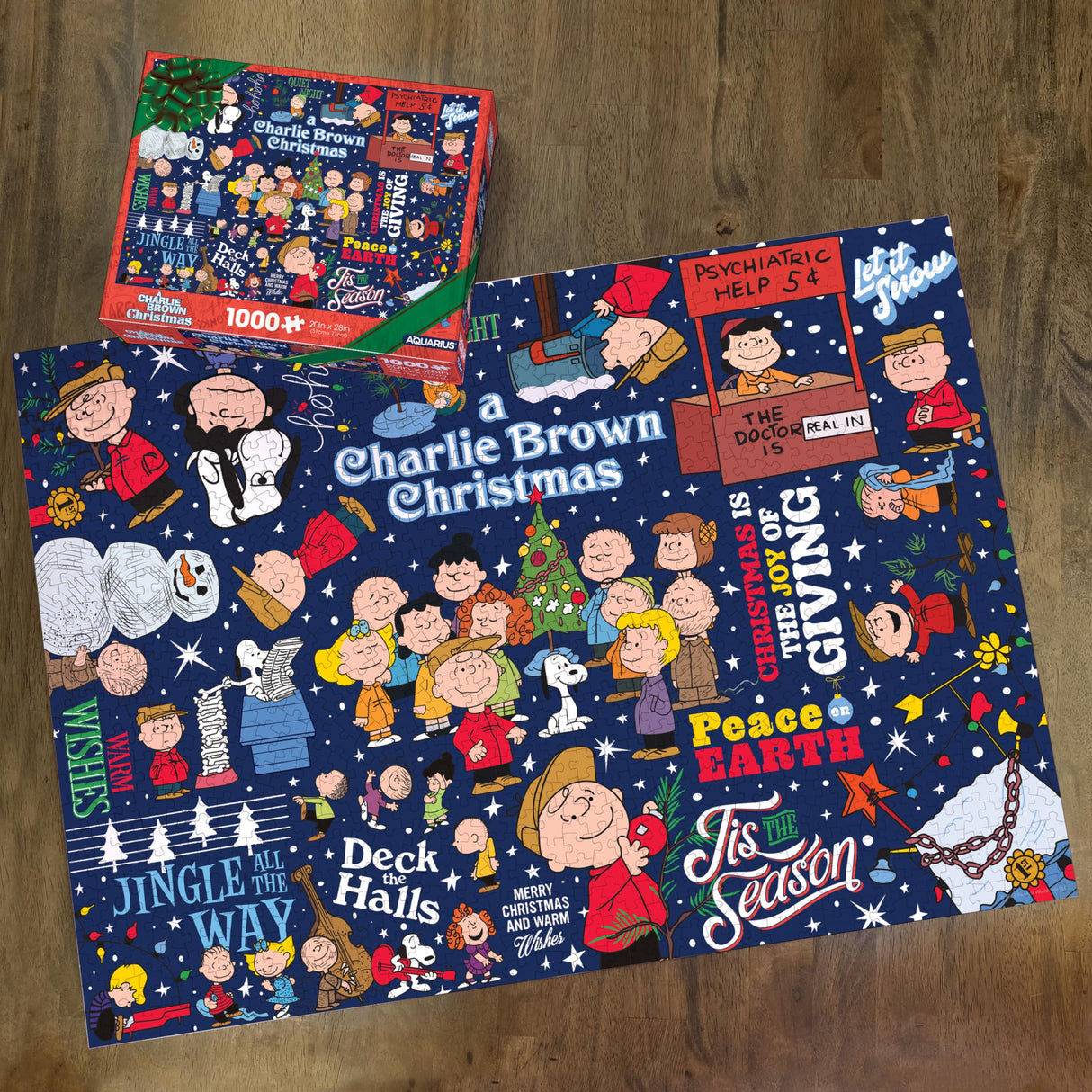 AQUARIUS Peanuts Charlie Brown Wrapping Paper 1000pc Puzzle (1000 Piece Jigsaw Puzzle) - Glare Free - Precision Fit - Officially Licensed Peanuts Merchandise & Collectibles -22x28 Inches AQUARIUS