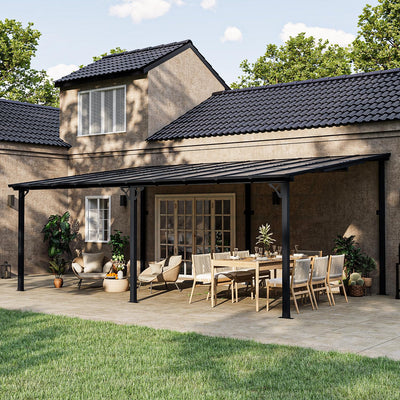 Jolydale Gazebo for Patio 12' x 20', Gazebo Pergola with Sloped Roof, Large Wall-Mounted Heavy Duty Awnings, for Backyard, Deck, Patio