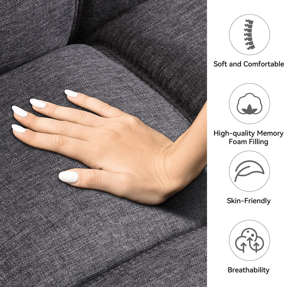 Cozysnooze Convertible Futon Sofa Bed Couch,Linen Fabric Futon Sofa Couch,Memory Foam Futons,Small Splitback Modern Loveseat Sleeper Couch Bed for Living Room,Office,Apartment,Dark Grey Cozysnooze