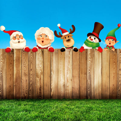Bucherry 5 Pcs Christmas Fence Peeker Decoration Peeking Christmas Yard Decorations Santa Claus Elk Snowman Peeker Elf Outdoor Xmas DIY Cute Garden Fence Sign for Xmas DIY Home Patio Garden Outdoor
