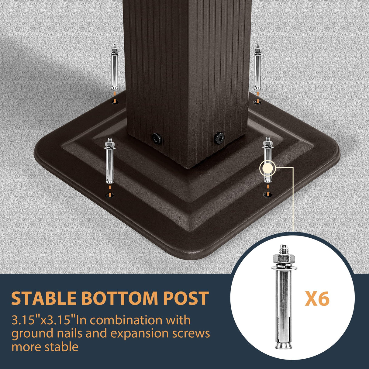 HAPPATIO 12' X 12' Pergola Retractable Pergola Canopy for Backyards, Gardens, Patios, Outdoor Pergola with Sun Shade Canopy, includes Ground Studs and Expansion Screws (Brown) HAPPATIO