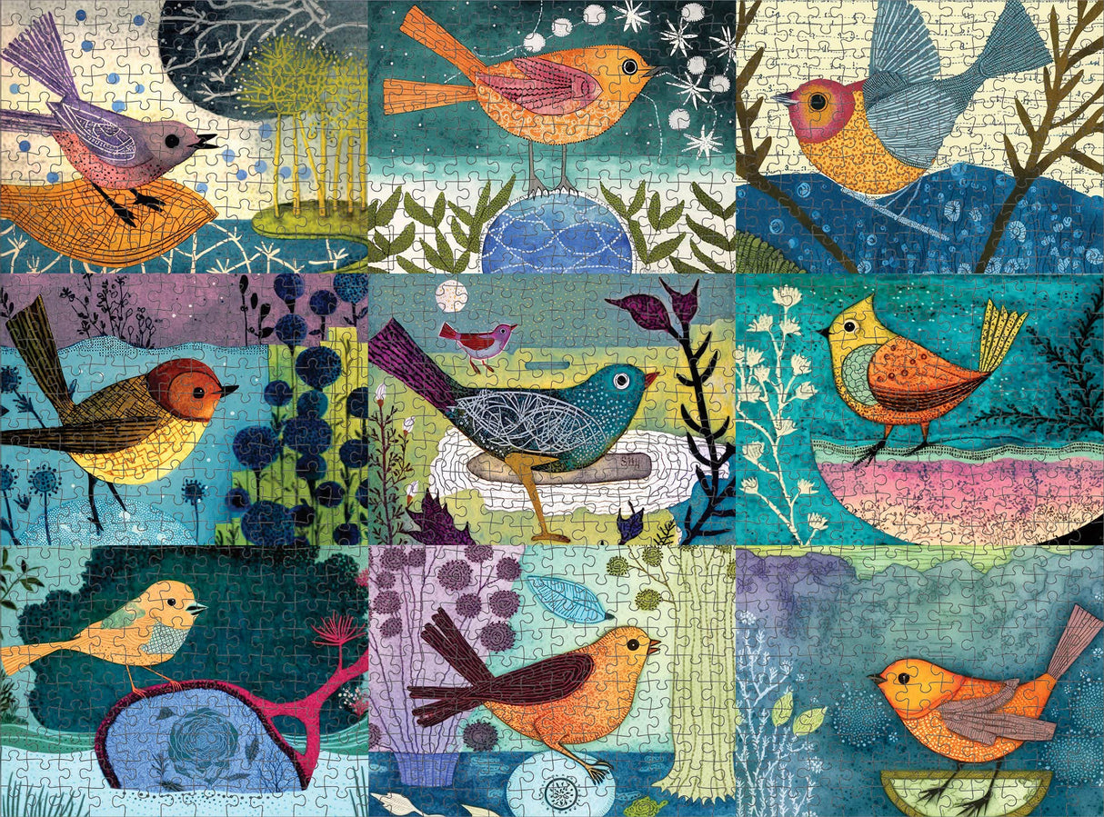 Cross & Glory - Festival of The Nine Birds - 1000 Piece Jigsaw Puzzle | Colorful Collage of Individual Bird Artwork | Vibrant and Unique | Superb Gift for Bird Enthusiasts Cross & Glory