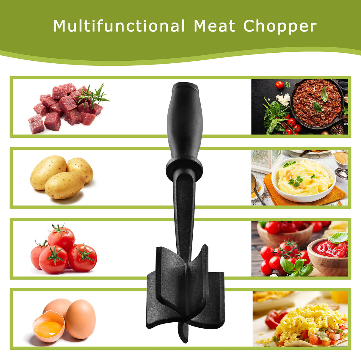 Meat Chopper for Ground Beef, Heat Resistant Meat Masher for Hamburger Meat, 5 Curved Blades Ground Beef Smasher, Nylon Meat Spatula Chopper, Non Stick Hamburger Chopper, Mix and Chop Kitchen Tool LITTLE COOK SINCE 1995