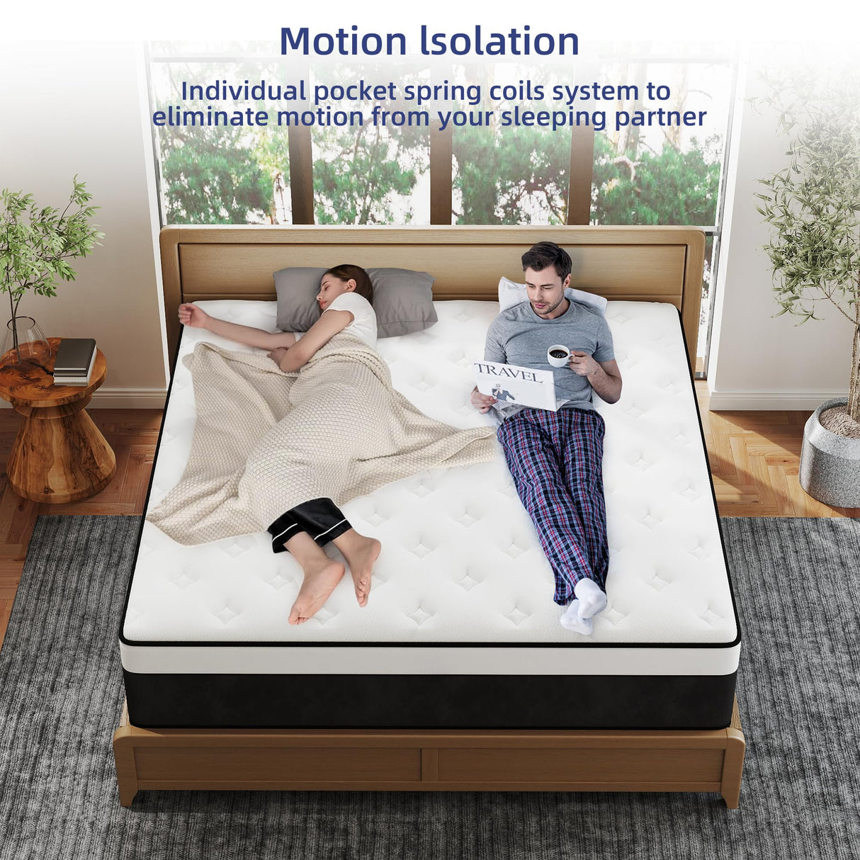 VERHOPE Queen Mattress, 14 Inch Queen Hybrid Mattress in a Box with Memory Foam, Medium Firm, Euro Top, Reinforced Edge Support, Pressure Relief & Motion Isolation, CertiPUR-US Certified VERHOPE