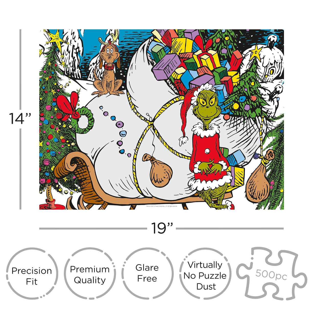 AQUARIUS Grinch Puzzle (500 Piece Jigsaw Puzzle) - Glare Free - Precision Fit - Virtually No Puzzle Dust - Officially Licensed Grinch Collectibles - 14x19 Inches AQUARIUS