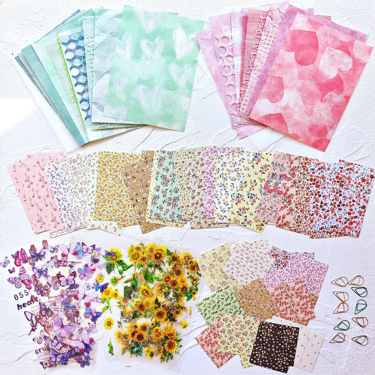 YOJO Scrapbook Paper, 317PCS Scrapbook Supplies Kit, Texture Aesthetic Decorative Craft Paper Include Stickers for Planner, Bullet Journaling, Junk Journal, Craft Gifts for Women Girls YOJO