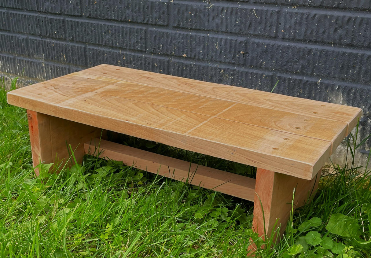 Classic Amish Reclaimed Wood Step Sitting Stool Footstool Deck Patio Door Platform, Indoor Outdoor. Natural, Rustic, Heavy Duty, Versatile. Handmade in USA. 24 x 11.5 x 8”. Forest-to-Table