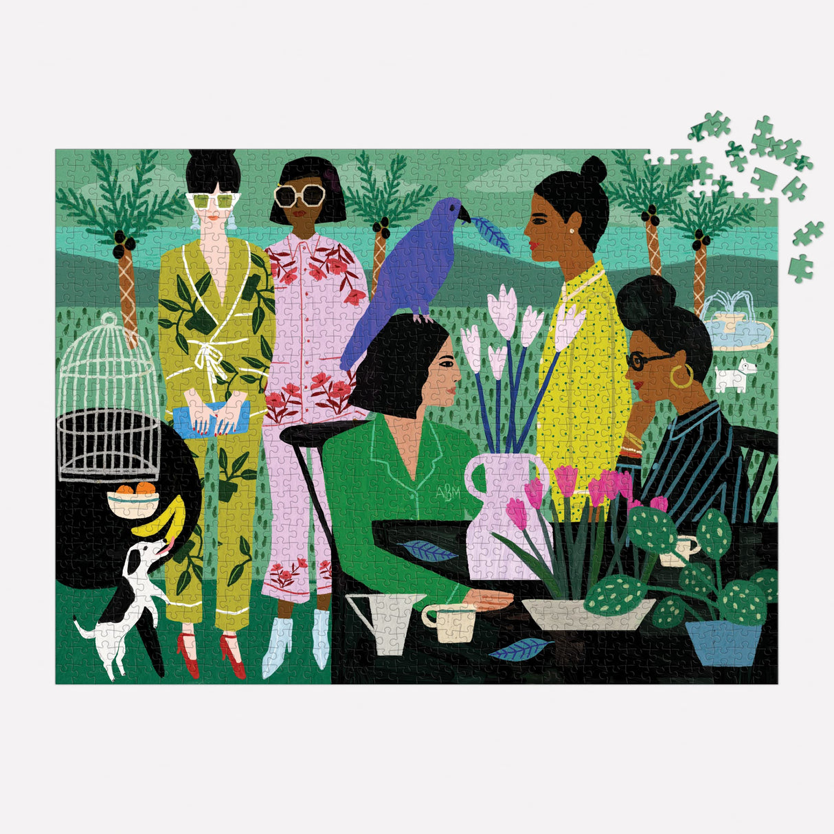 Galison Pajama Mamas Puzzle, 1000 Pieces, 27” x 20” – Difficult Jigsaw Puzzle with Stunning Artwork by Anne Bentley – Thick, Sturdy Pieces, Challenging Family Activity Galison