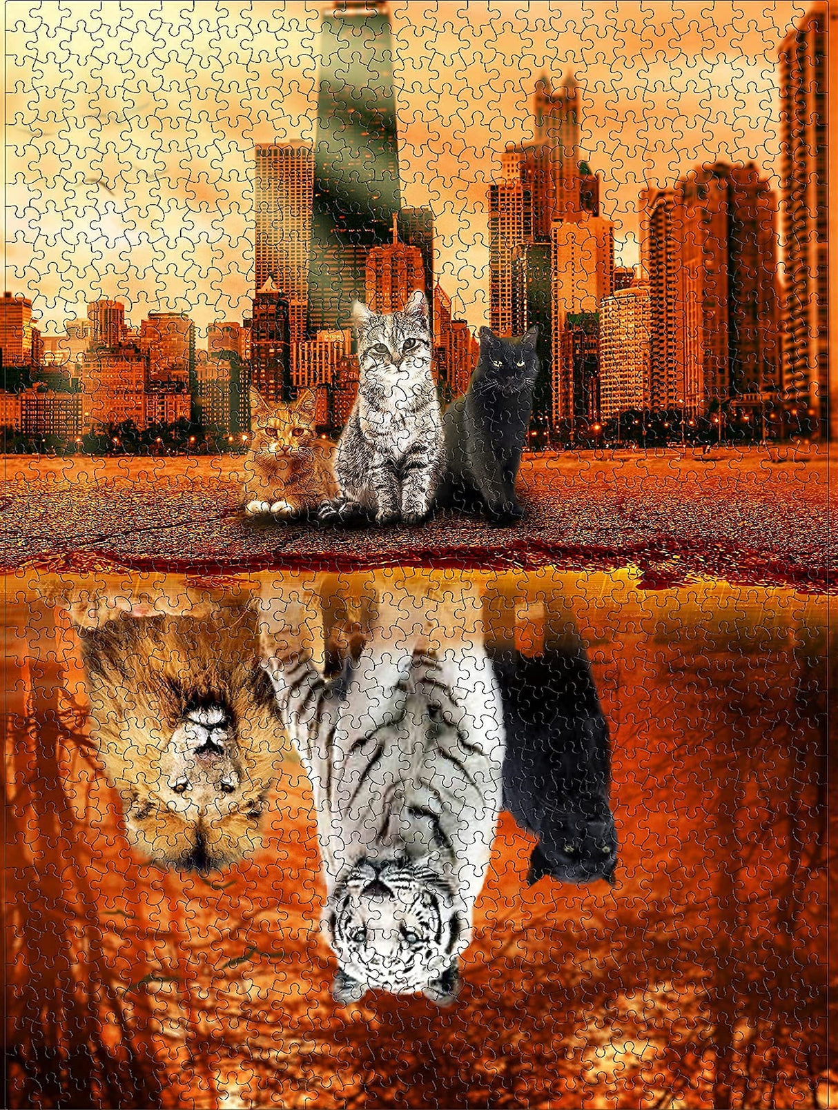 Jigsaw Puzzles 1000 Pieces Puzzles for Adults, Cat Tiger Puzzle Animal Adult Toys, 27x20 Unique Difficult and Challenge Large Puzzle Game Toys Gift Lzbabyily