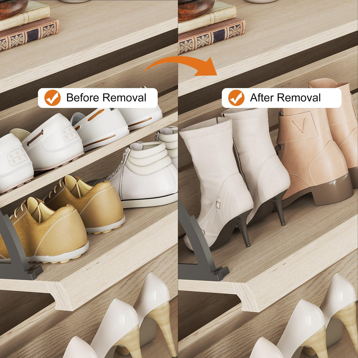 GarveeHome Shoe Cabinet with 3 Flip Drawers, Wooden Shoe Organizer with Adjustable Shelf, Shoe Storage for Entryway, Hidden Shoe Cabinet for Hallway, Living Room, Natural Oak GarveeHome