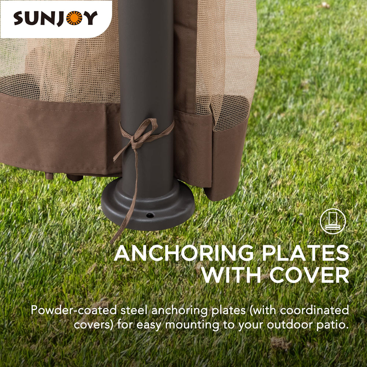 Sunjoy Pendleton 10.5 x 13 ft. 2-Tier Steel Gazebo, Tan & Brown Sunjoy