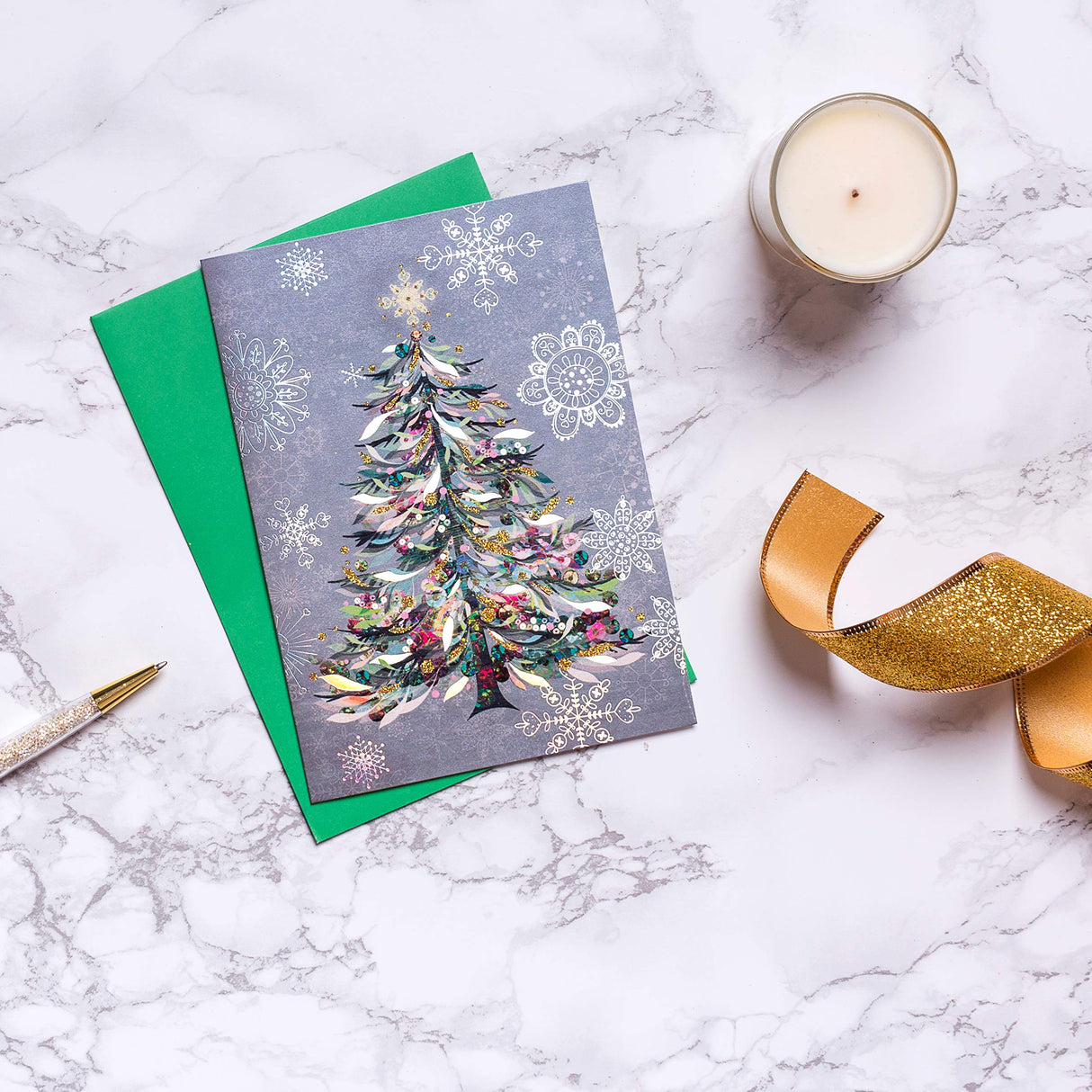 Papyrus Christmas Cards Boxed with Envelopes, Joyful Holiday, Festive Christmas Tree (14-Count) Papyrus