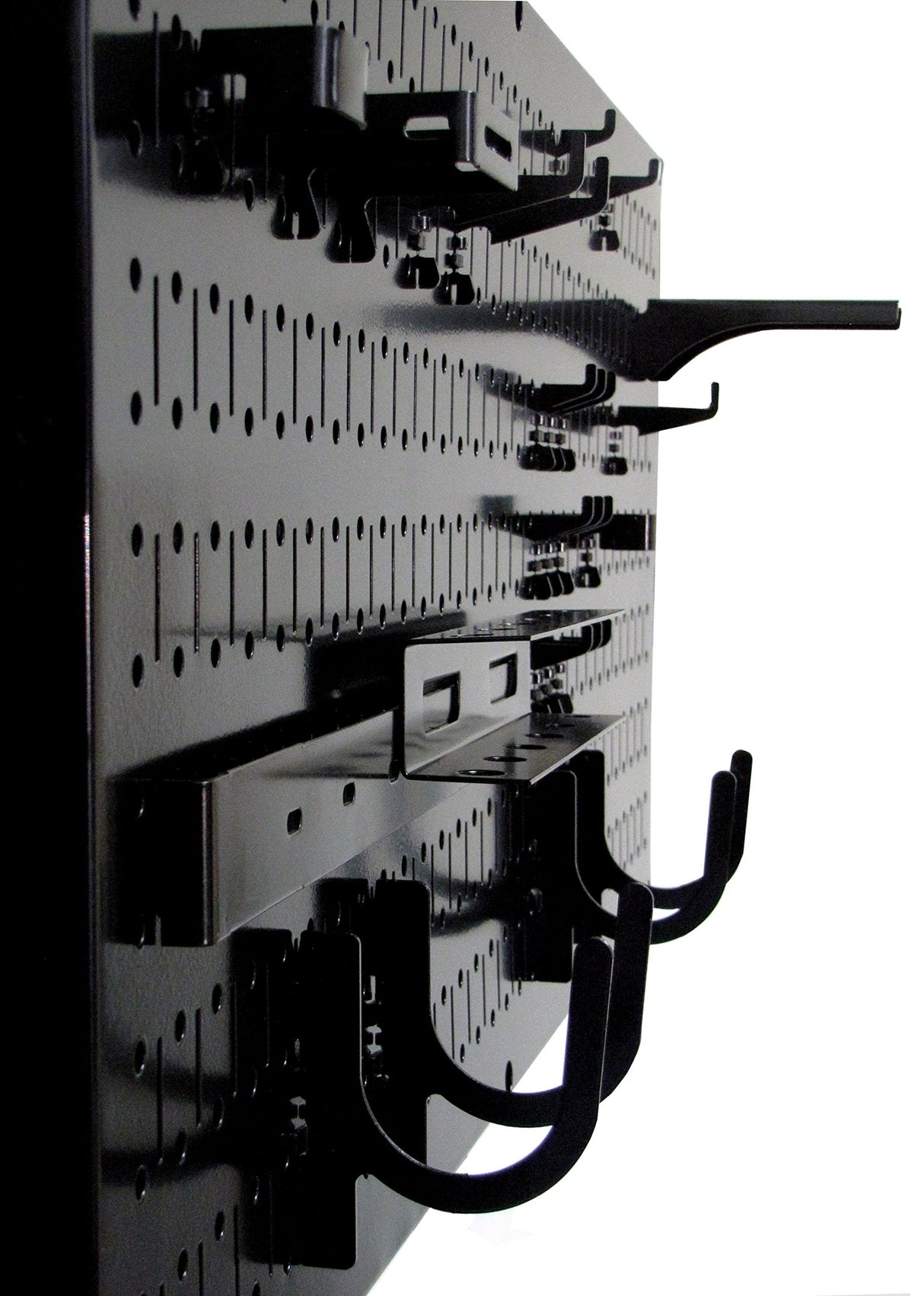 Wall Control Pegboard Rack Horizontal Metal Pegboard Garage Tool Storage Pack - Two 32-Inch Wide x 16-Inch Tall Easy To Install Peg Boards (Black) Wall Control