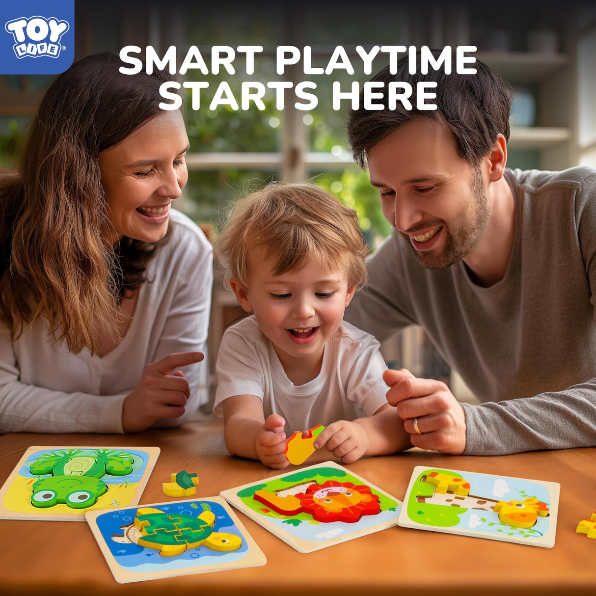 TOY Life Wooden Puzzles for Toddlers 1-3, Animals Toddler Puzzles 1-3, Puzzles for Toddlers 2-4, Wood Puzzles Christmas Montessori Toys Gifts for 1 2 Year Old, Baby Puzzles 12-18, Kids Learning Toy TOY Life