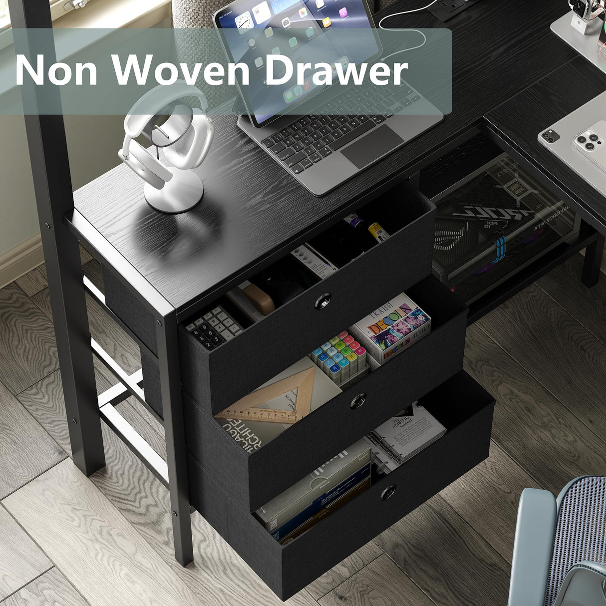 Furniouse Twin Loft Bed with Desk and Storage Stairs and Wardrobe, Heavy Duty Loft Bed, RGB LED Bed with USB Port, Outlets and Adjustable Furniouse