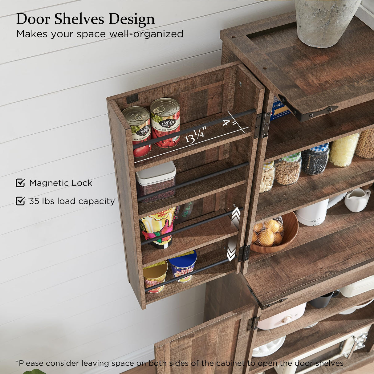 JXQTLINGMU 72" Tall Storage Cabinet, Farmhouse Pantry Cabinet with Door Shelves, Drawer and Magnetic Catches, Rustic Wood Organizer for Kitchen, Bathroom, Living Room, Rustic Brown JXQTLINGMU