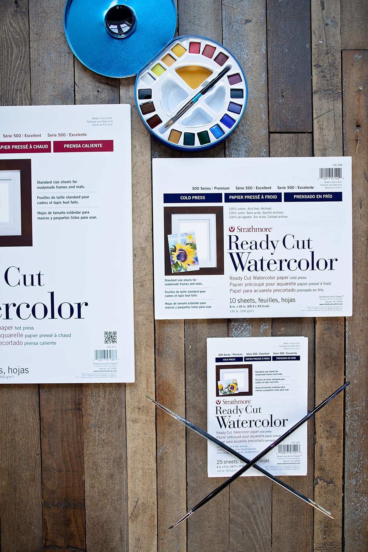 Strathmore 140-208 Ready Cut Watercolor, Cold Press, 8" x 10", White, 10 Sheets Strathmore