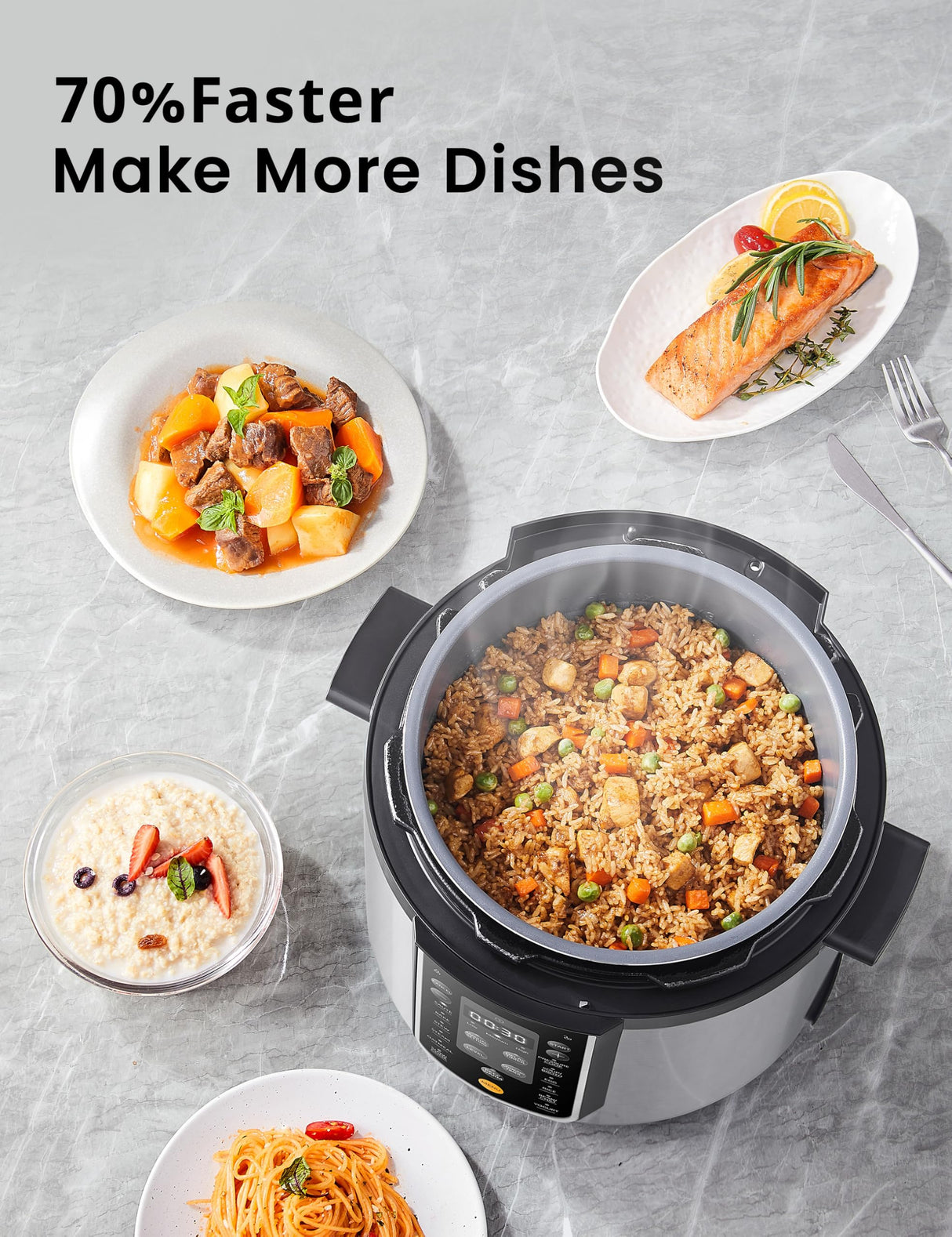COMFEE’ Pressure Cooker 6 Quart with 13 Cooking Functions, Olla de Presion Non-Stick Pot Yogurt Maker Rice Cooker Slow Cooker Sauté Steamer, Healthy Ceramic Inner Pot COMFEE'