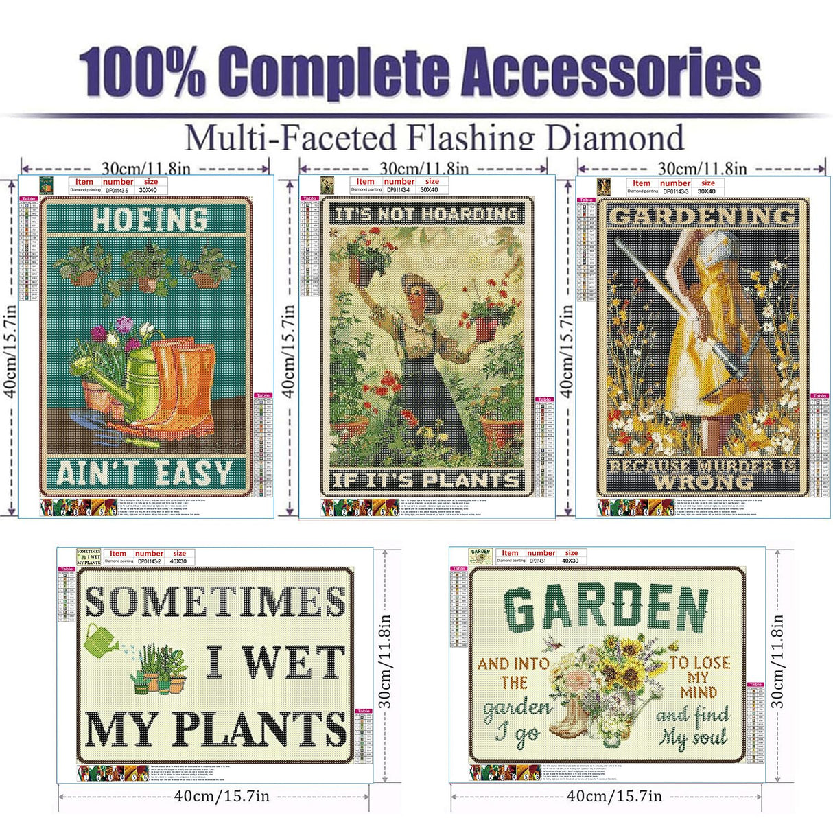 5 Pack of Diamond Art Kits for Adults,Funny Garden sign Diamond Painting kit Diamond Art Paintings Kit for Beginner Diamond Painting Kits for adults DIY Gem Art and Crafts for Home Wall Decor 12x16 in AIBOERL
