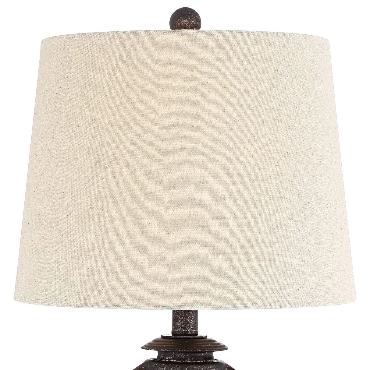 Franklin Iron Works Horace Rustic Farmhouse Table Lamps 25.25" High Full Size Set of 2 with Nightlight Miner Lantern Brown Oatmeal Tapered Drum Shade for Living Room Bedroom House Bedside Nightstand Franklin Iron Works