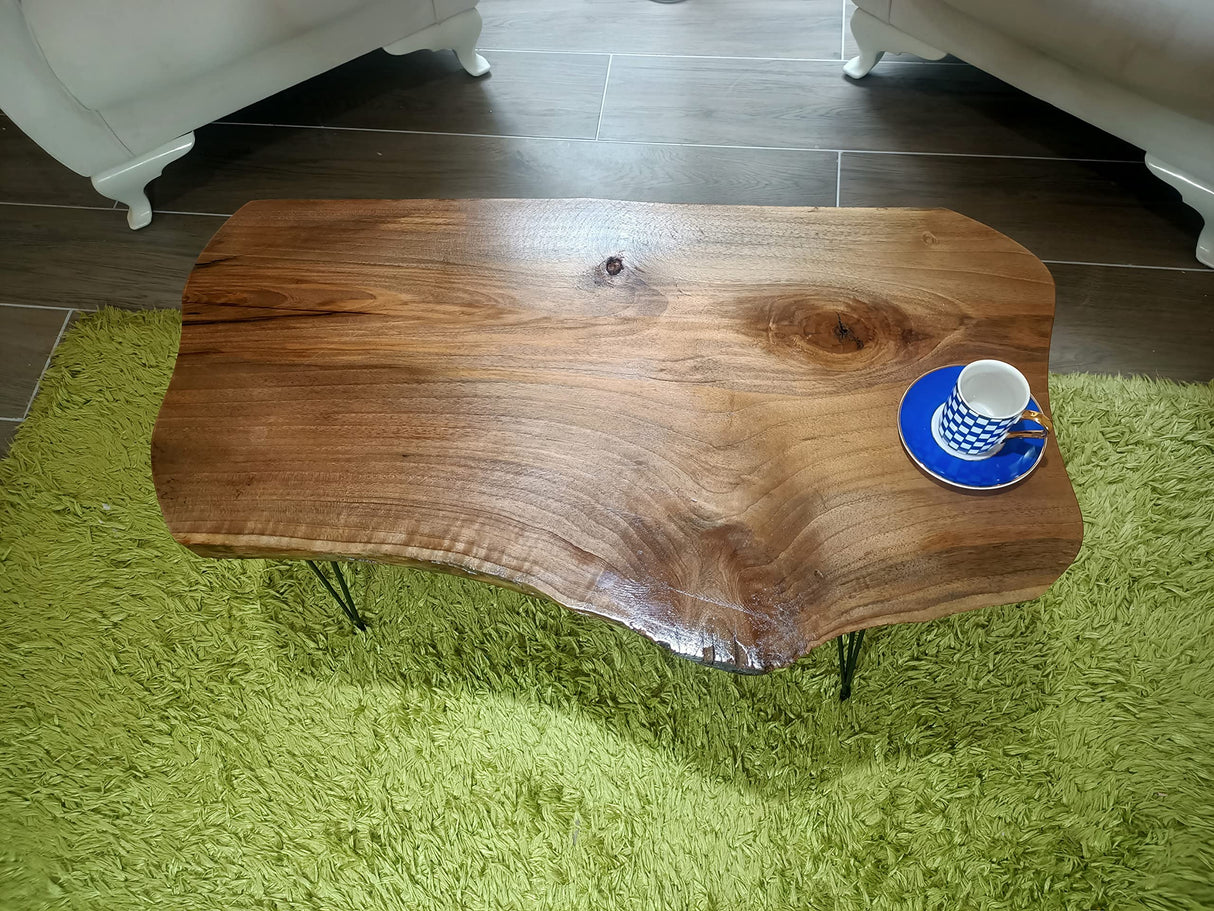 skilled hands Live Edge Coffee Table Walnut Tree Rustic Coffee Table Center Table Natural skilled hands