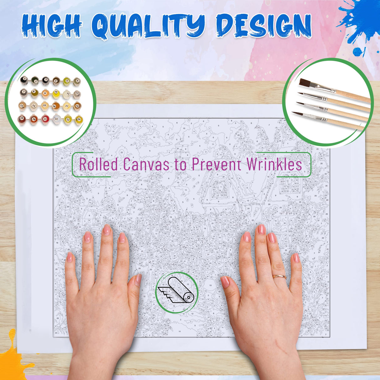 Ledgebay DIY Paint by Numbers Kit for Adults Unframed Canvas: Beginner to Advanced Paint by Numbers Kit Kits Include Acrylic Paint set 4 Brushes & Tabletop Easel - (Christmas Magic 16" x 20" Unframed) Ledgebay