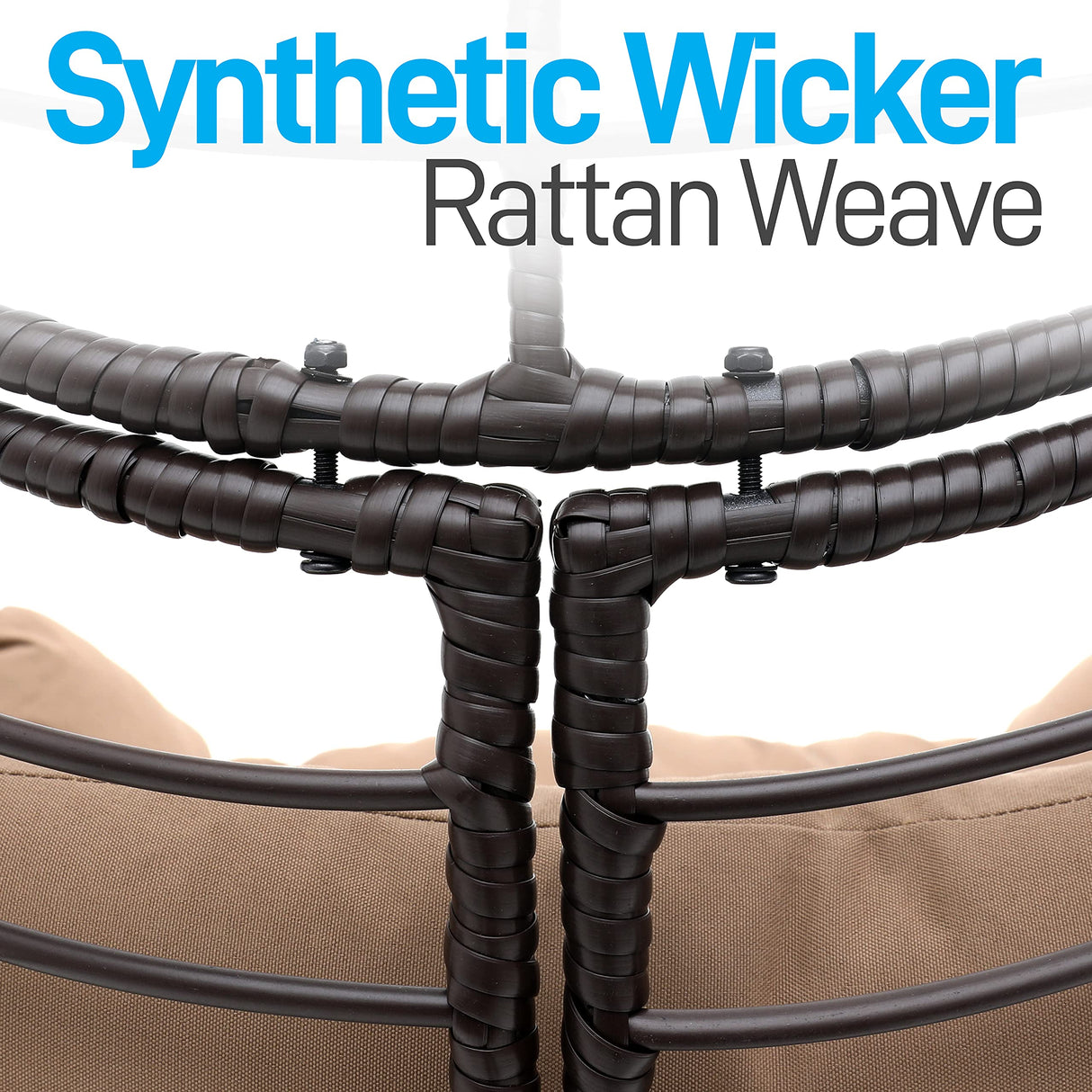 Hanging Egg Chair with Stand - Indoor Outdoor Patio Wicker Rattan Lounge Chair with Stand, Steel Frame, Washable Cushions for Garden Backyard Deck Sunroom - SereneLife SLGZ0EGBR.3 (Brown) SereneLife