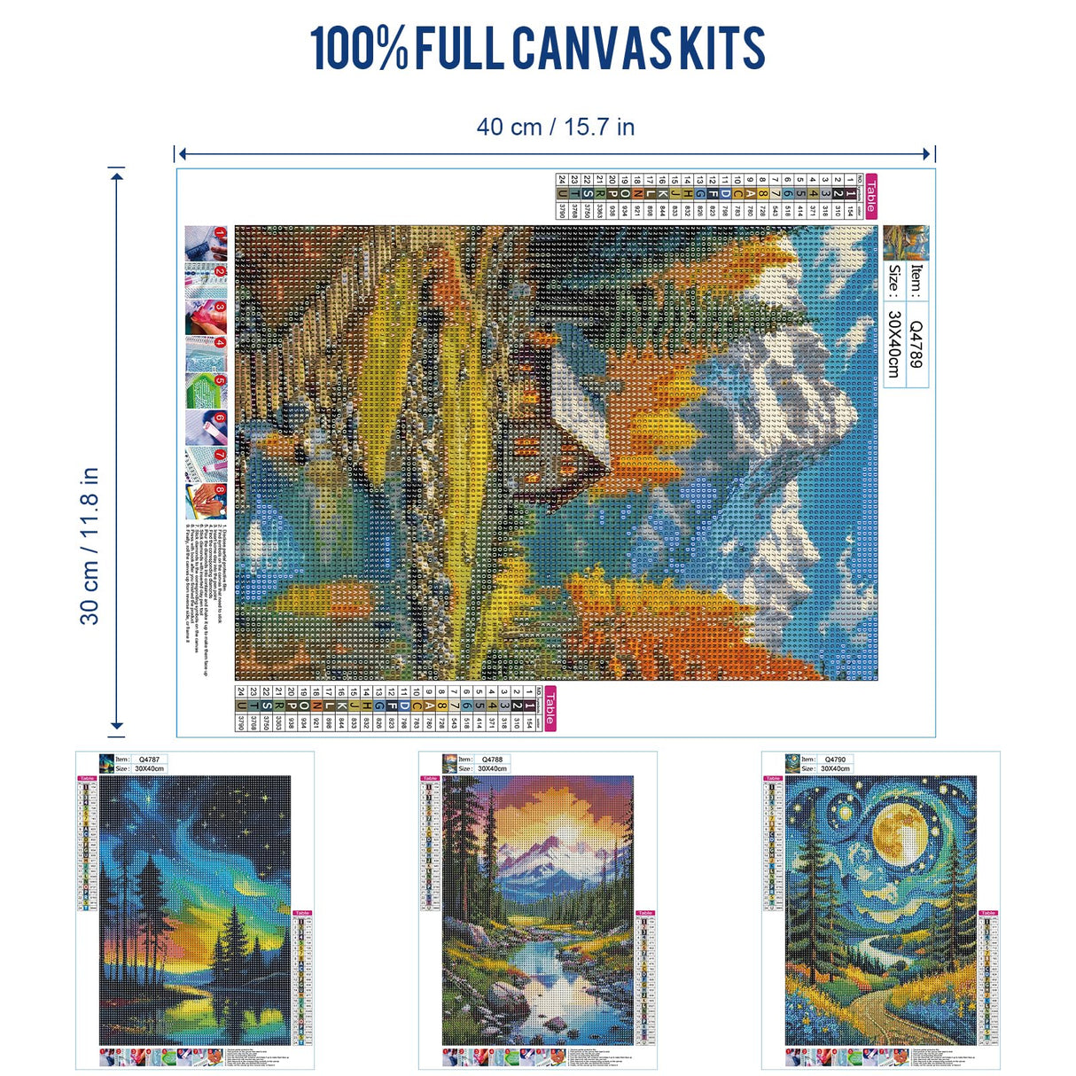 4 Pack Diamond Art Kits for Adults, 5D Full Drill Landscape Diamond Painting Kits for Beginners, Forest Mountain Starry Sky Gem Art and Crafts Home Wall Decor 12 X 16 inch Ninonly