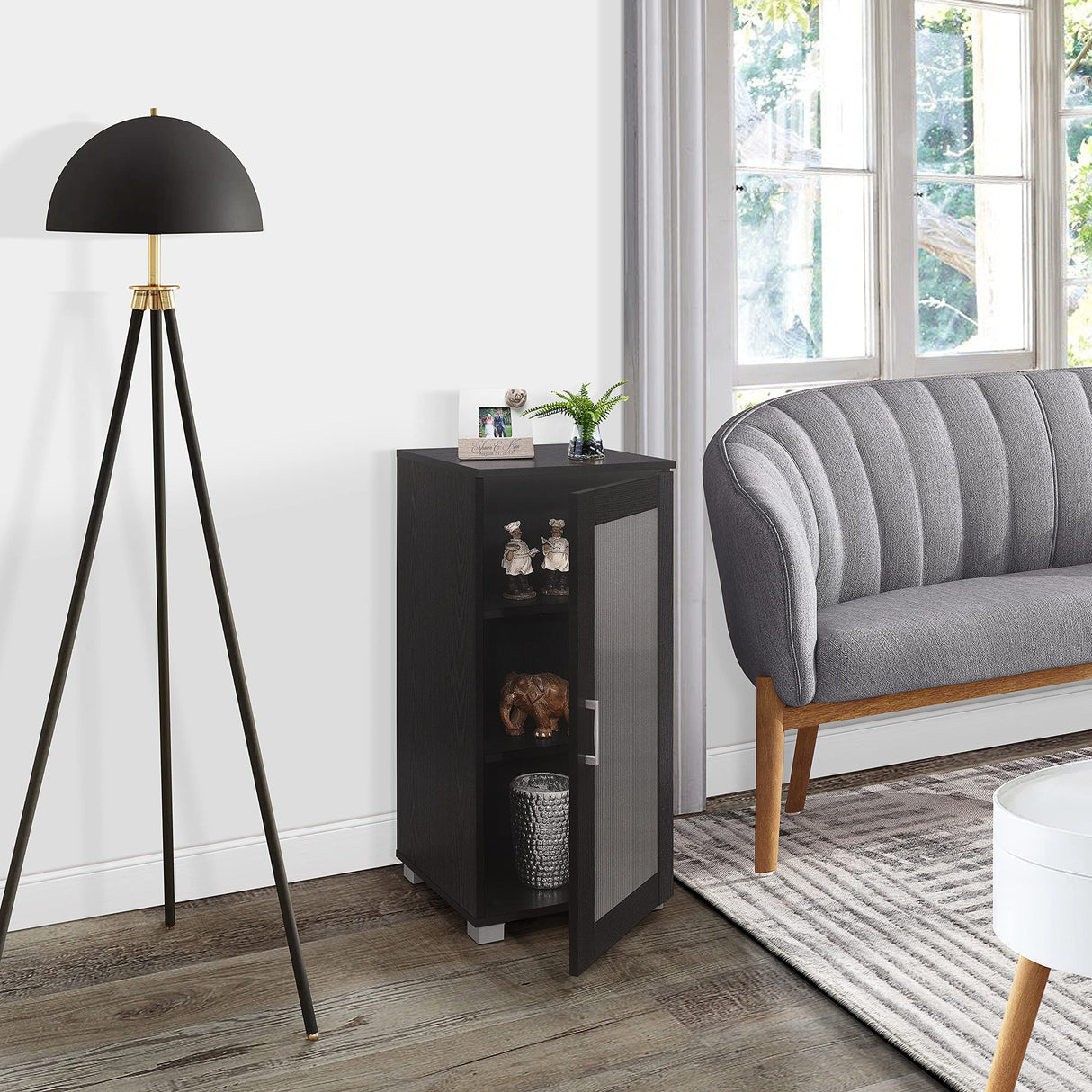 Kings Brand Furniture - Accent Buffet Curio Storage Cabinet with Glass Door for Living Room, Bedroom, Kitchen, Office, and Entryway - Black Kings Brand Furniture